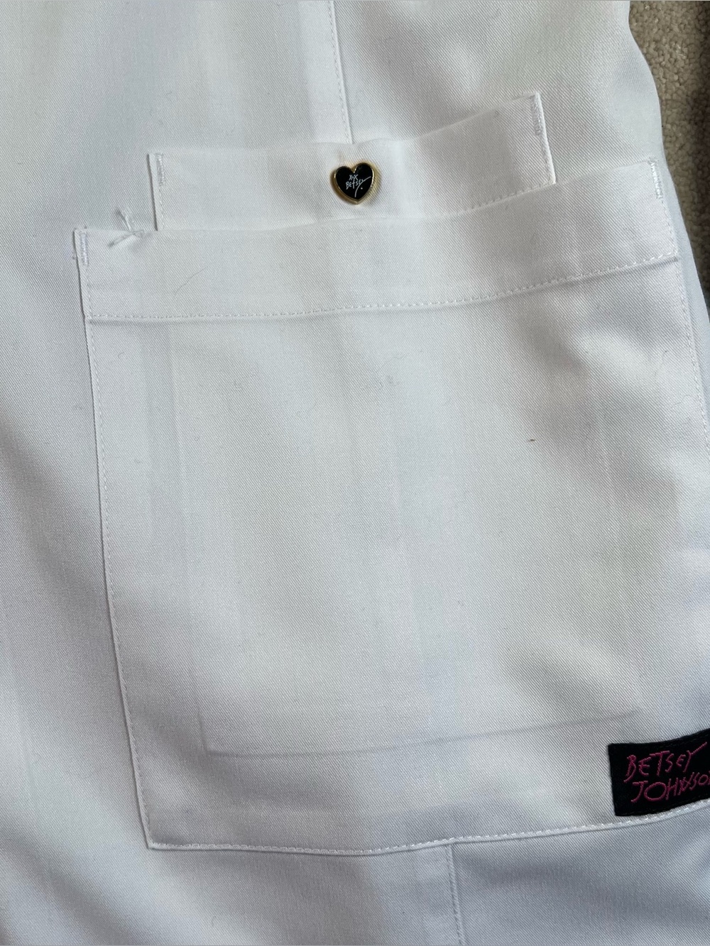 Betsey Johnson Jacket Blazer Lab Coat White Button Front women's Large - Picture 5 of 10